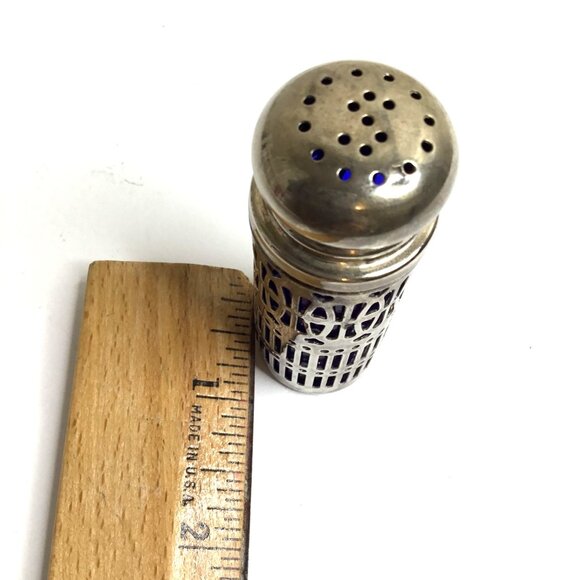 Silver Plated Salt And Pepper Shakers Cobalt Blue U.K Pat. No. 1014132 Hong Kong - Picture 8 of 9